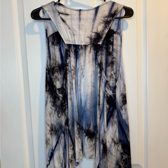 Tie Dye Sleeveless Asymmetrical Hem Tunic Top Lace Detail Size M - Picture 4 of 5